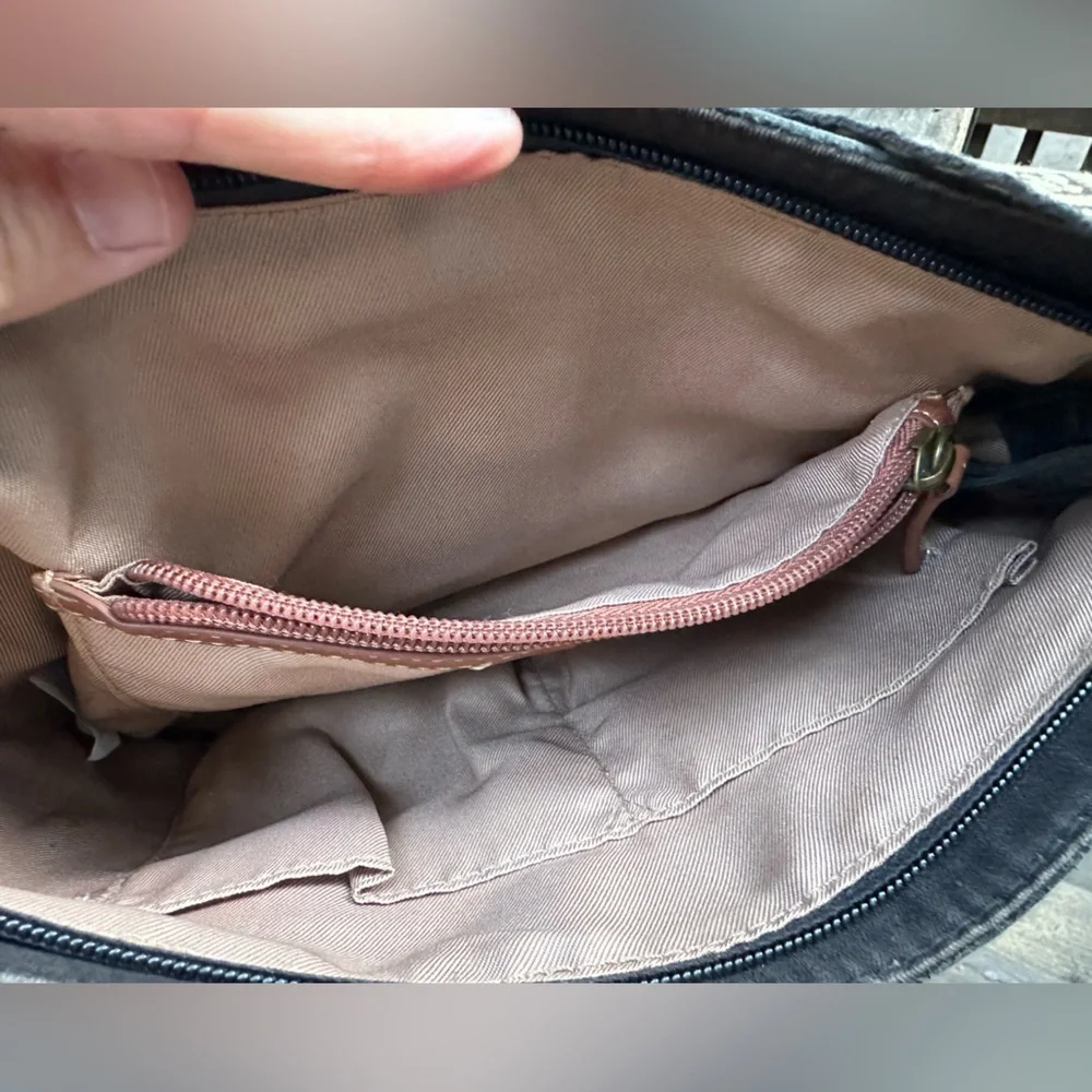 THE SAK Black Indio Shoulder Bag W/ Pebbled Vintage Style Leather Western Hobo - Picture 5 of 11